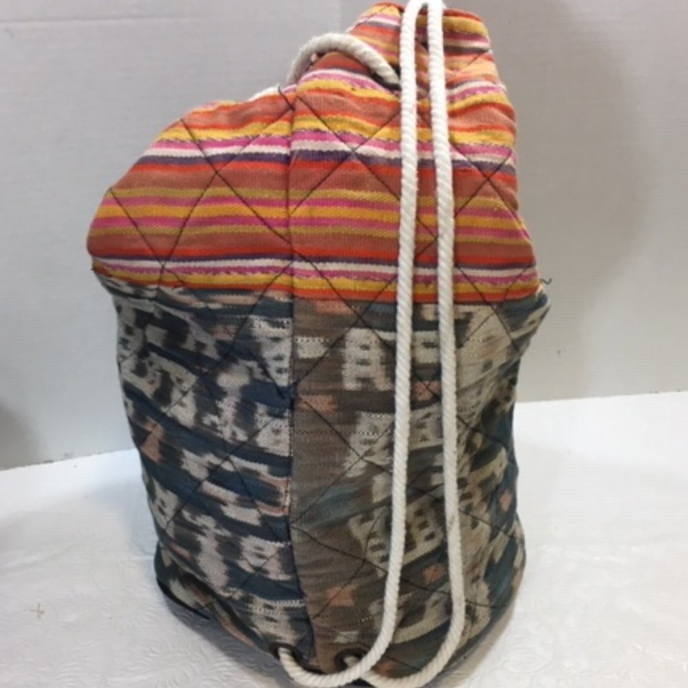 Boho Quilted Multi-Colored Drawstring Backpack Sh… - image 5